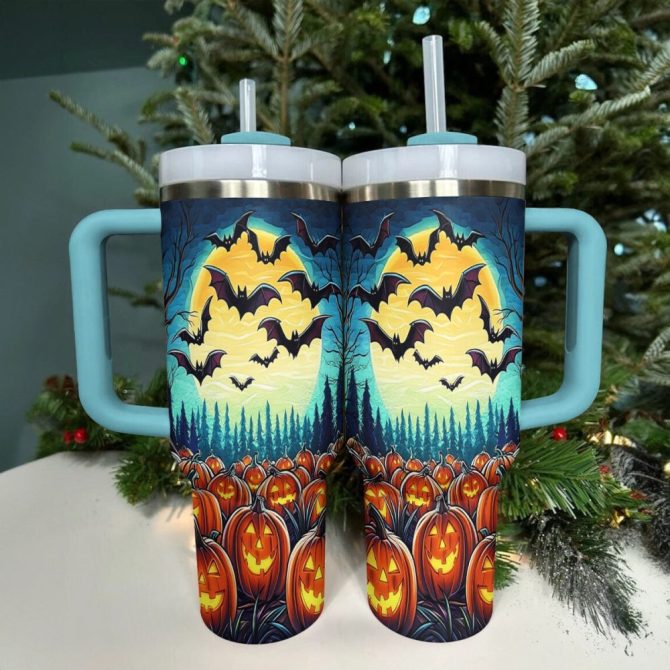 Halloween Pumpkin Patch Custom Stanley Quencher 40Oz Stainless Steel Tumbler With Handle - Image 4