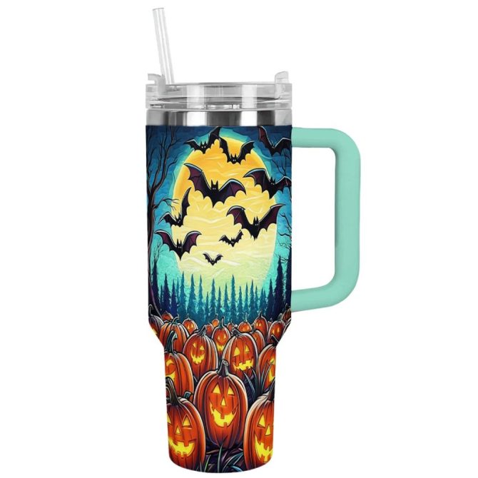 Halloween Pumpkin Patch Custom Stanley Quencher 40Oz Stainless Steel Tumbler With Handle - Image 12