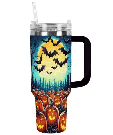 Halloween Pumpkin Patch Custom Stanley Quencher 40Oz Stainless Steel Tumbler With Handle