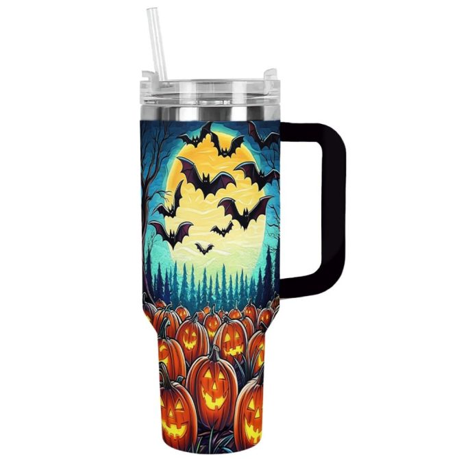 Halloween Pumpkin Patch Custom Stanley Quencher 40Oz Stainless Steel Tumbler With Handle