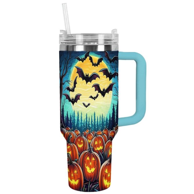 Halloween Pumpkin Patch Custom Stanley Quencher 40Oz Stainless Steel Tumbler With Handle - Image 13