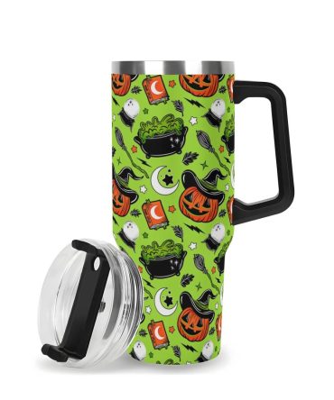 Halloween Pumpkin Witch Custom Stanley Quencher 40Oz Stainless Steel Tumbler With Handle