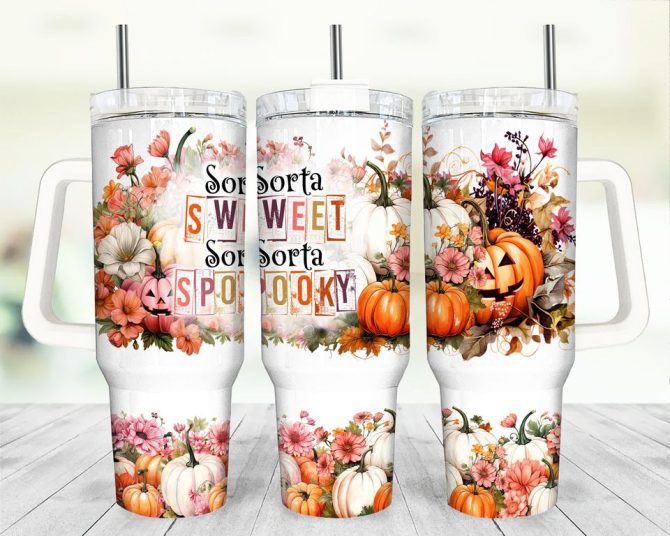 Halloween Pumpkins Custom Stanley Quencher 40Oz Stainless Steel Tumbler - Image 3