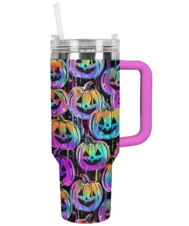 Halloween Pumpkins Custom Stanley Quencher 40Oz Stainless Steel Tumbler With Handle