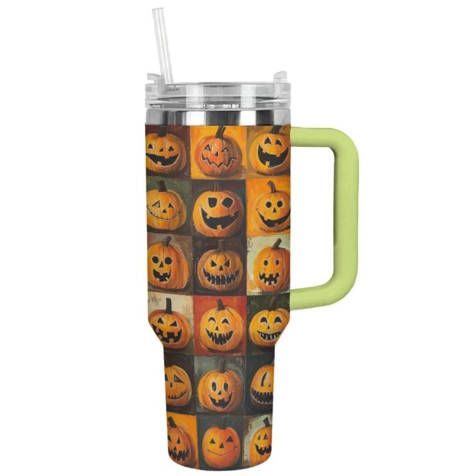 Halloween Pumpkins Custom Stanley Quencher 40Oz Stainless Steel Tumbler With Handle - Image 11