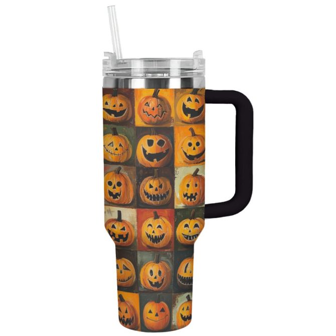 Halloween Pumpkins Custom Stanley Quencher 40Oz Stainless Steel Tumbler With Handle - Image 10