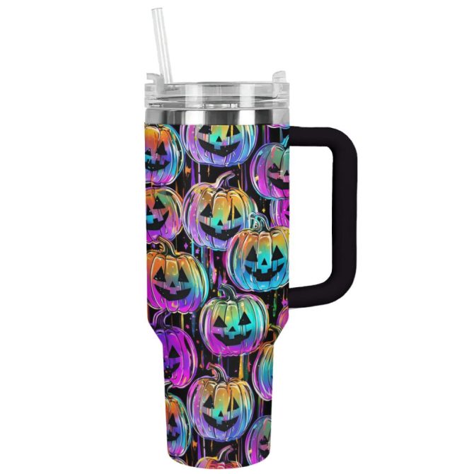 Halloween Pumpkins Custom Stanley Quencher 40Oz Stainless Steel Tumbler With Handle - Image 10