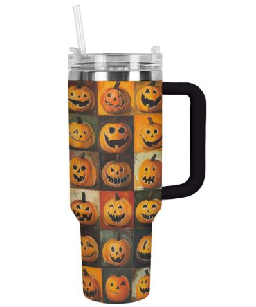 Halloween Pumpkins Custom Stanley Quencher 40Oz Stainless Steel Tumbler With Handle
