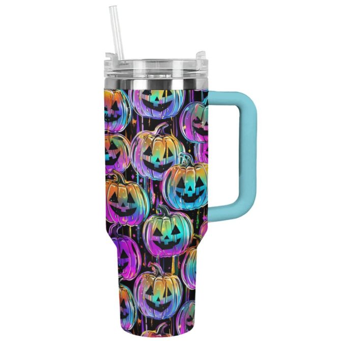 Halloween Pumpkins Custom Stanley Quencher 40Oz Stainless Steel Tumbler With Handle - Image 12
