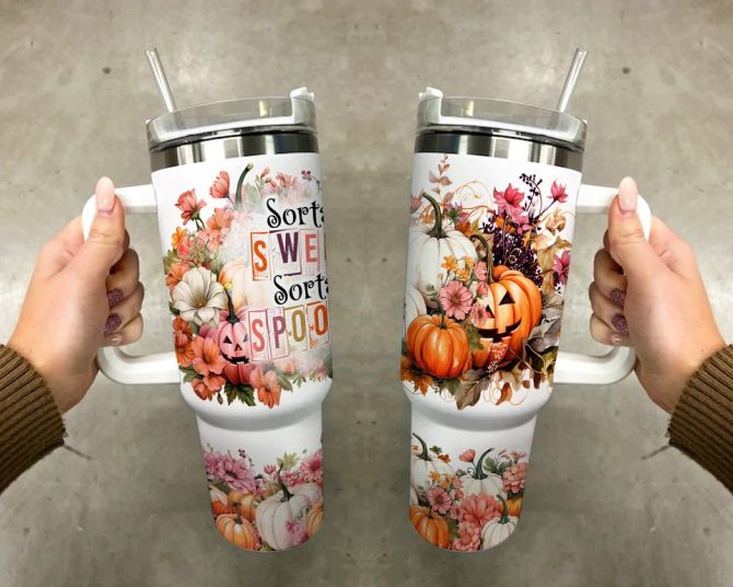 Halloween Pumpkins Custom Stanley Quencher 40Oz Stainless Steel Tumbler - Image 4