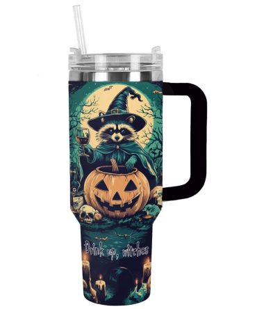 Halloween Raccoon Witches Brew Custom Stanley Quencher 40Oz Stainless Steel Tumbler With Handle