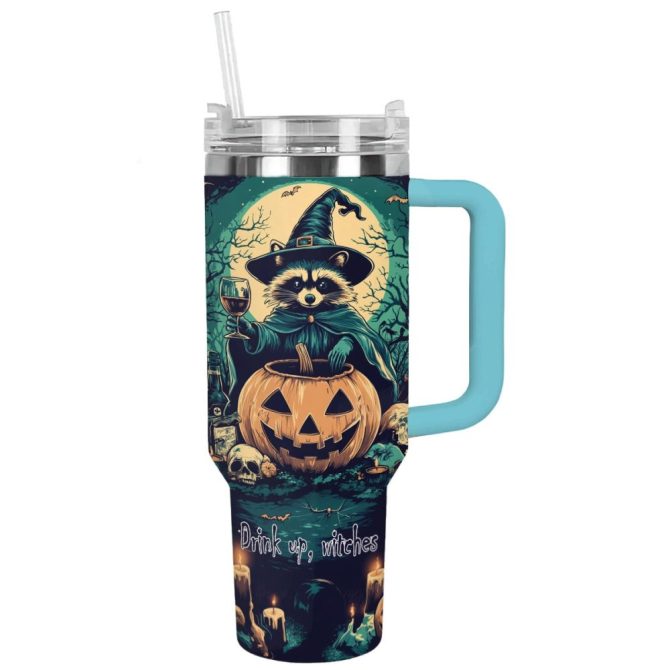 Halloween Raccoon Witches Brew Custom Stanley Quencher 40Oz Stainless Steel Tumbler With Handle - Image 13