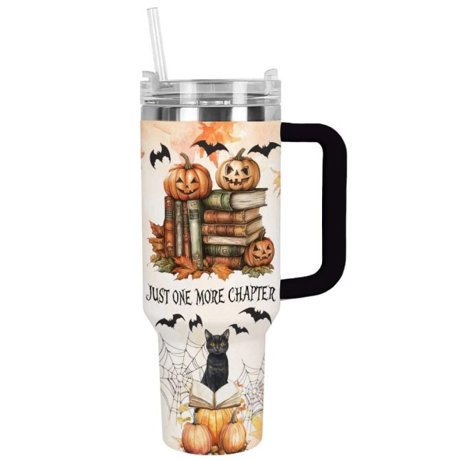 Halloween Reading Vibes Custom Stanley Quencher 40Oz Stainless Steel Tumbler With Handle - Image 11