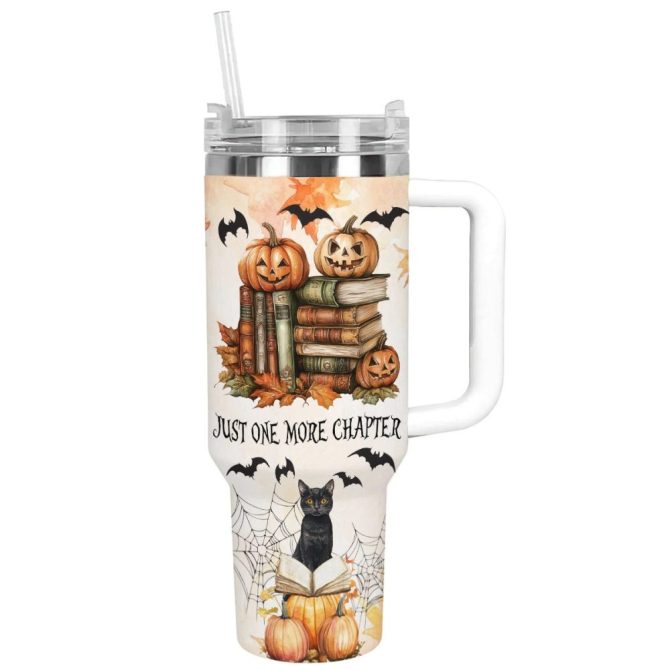 Halloween Reading Vibes Custom Stanley Quencher 40Oz Stainless Steel Tumbler With Handle - Image 12