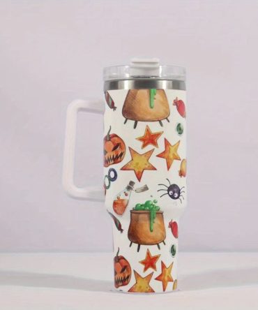 Halloween Scary Pumpkin Custom Stanley Quencher 40Oz Stainless Steel Tumbler With Handle
