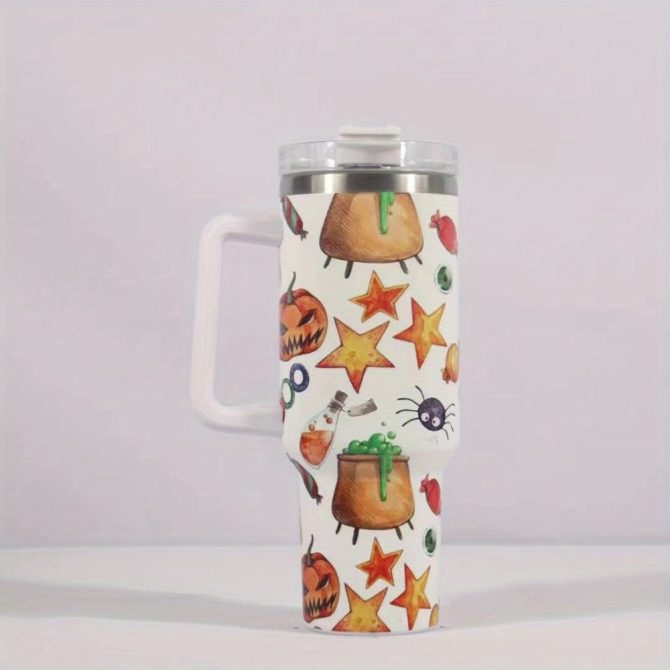 Halloween Scary Pumpkin Custom Stanley Quencher 40Oz Stainless Steel Tumbler With Handle
