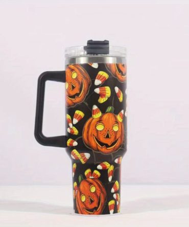 Halloween Scary Pumpkin Custom Stanley Quencher 40Oz Stainless Steel Tumbler With Handle