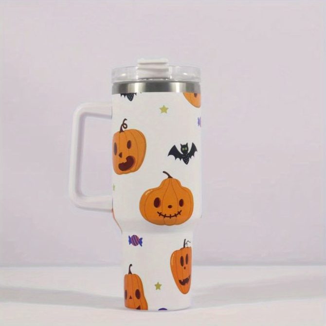 Halloween Scary Pumpkin Custom Stanley Quencher 40Oz Stainless Steel Tumbler With Handle