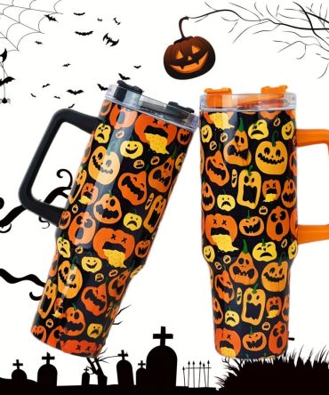 Halloween Scary Pumpkin Custom Stanley Quencher 40Oz Stainless Steel Tumbler With Handle