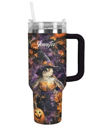 Halloween Sea Turtle Custom Stanley Quencher 40Oz Stainless Steel Tumbler With Handle
