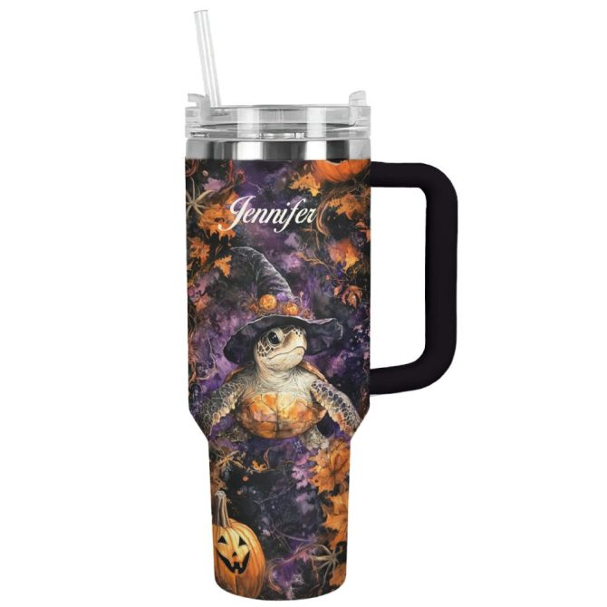 Halloween Sea Turtle Custom Stanley Quencher 40Oz Stainless Steel Tumbler With Handle