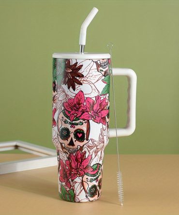 Halloween Skull Custom Stanley Quencher 40Oz Stainless Steel Tumbler With Handle