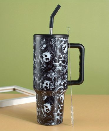 Halloween Skull Custom Stanley Quencher 40Oz Stainless Steel Tumbler With Handle
