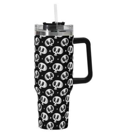 Halloween Skully Custom Stanley Quencher 40Oz Stainless Steel Tumbler With Handle