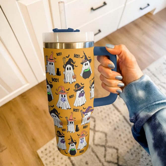 Halloween Spirits Custom Stanley Quencher 40Oz Stainless Steel Tumbler With Handle - Image 3