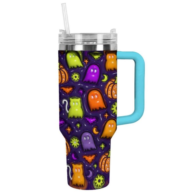Halloween Spooky 3D Glossy Custom Stanley Quencher 40Oz Stainless Steel Tumbler With Handle - Image 13