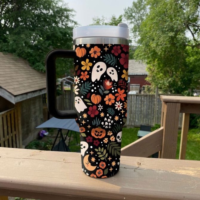 Halloween Spooky Chic Custom Stanley Quencher 40Oz Stainless Steel Tumbler With Handle - Image 3