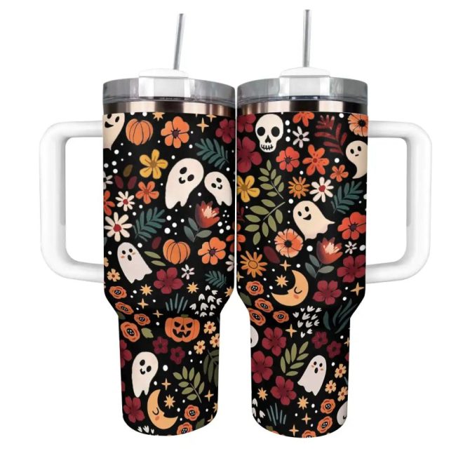 Halloween Spooky Chic Custom Stanley Quencher 40Oz Stainless Steel Tumbler With Handle - Image 12