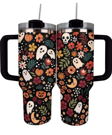 Halloween Spooky Chic Custom Stanley Quencher 40Oz Stainless Steel Tumbler With Handle