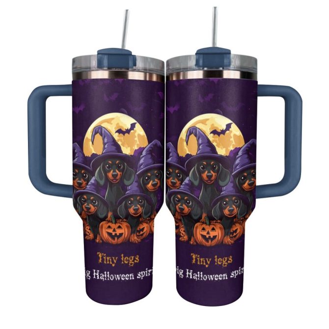 Halloween Spooky Doxie Delight Custom Stanley Quencher 40Oz Stainless Steel Tumbler With Handle - Image 12