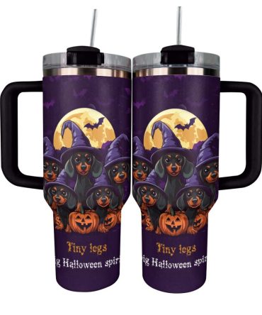 Halloween Spooky Doxie Delight Custom Stanley Quencher 40Oz Stainless Steel Tumbler With Handle