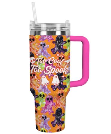 Halloween Spooky Glossy Custom Stanley Quencher 40Oz Stainless Steel Tumbler With Handle