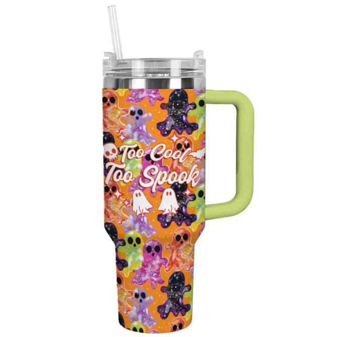 Halloween Spooky Glossy Custom Stanley Quencher 40Oz Stainless Steel Tumbler With Handle - Image 11