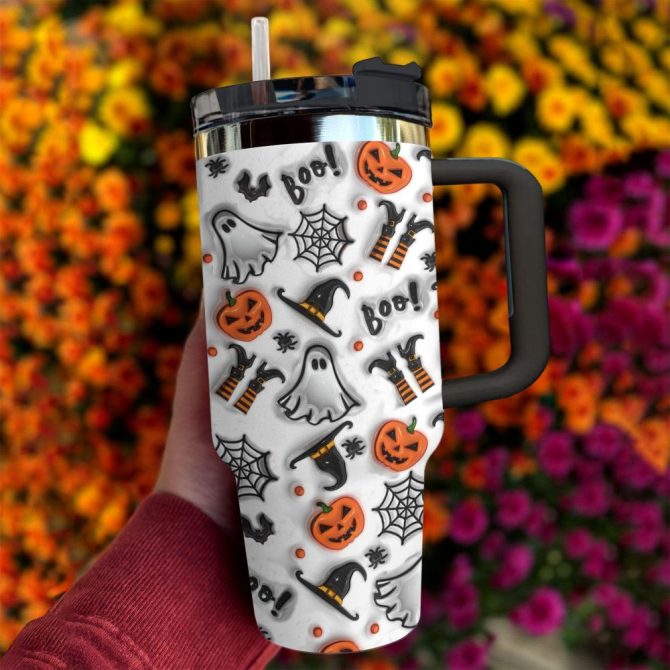 Halloween Spooky Glossy Custom Stanley Quencher 40Oz Stainless Steel Tumbler With Handle - Image 2