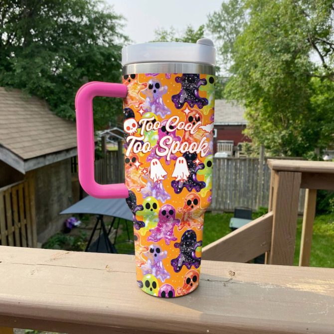 Halloween Spooky Glossy Custom Stanley Quencher 40Oz Stainless Steel Tumbler With Handle - Image 2