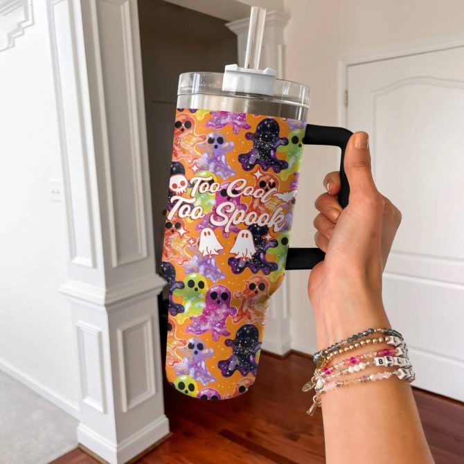 Halloween Spooky Glossy Custom Stanley Quencher 40Oz Stainless Steel Tumbler With Handle - Image 4