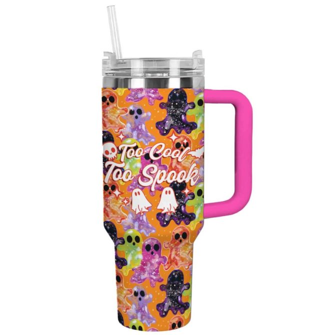 Halloween Spooky Glossy Custom Stanley Quencher 40Oz Stainless Steel Tumbler With Handle - Image 13