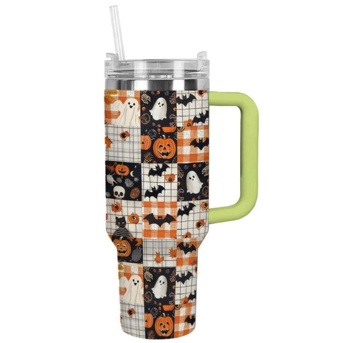 Halloween Spooky Pumpkin Patch Custom Stanley Quencher 40Oz Stainless Steel Tumbler With Handle - Image 12