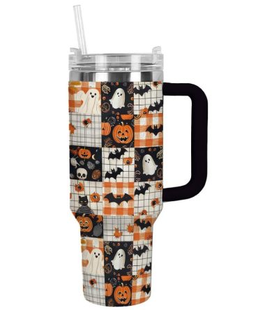 Halloween Spooky Pumpkin Patch Custom Stanley Quencher 40Oz Stainless Steel Tumbler With Handle