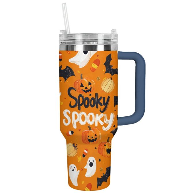 Halloween Spooky Pumpkins Custom Stanley Quencher 40Oz Stainless Steel Tumbler With Handle - Image 13