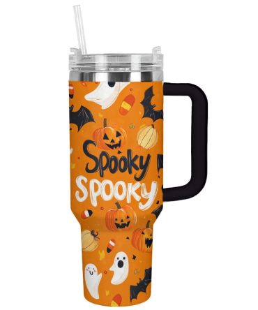 Halloween Spooky Pumpkins Custom Stanley Quencher 40Oz Stainless Steel Tumbler With Handle