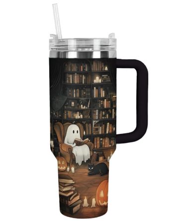 Halloween Spooky Reading Custom Stanley Quencher 40Oz Stainless Steel Tumbler With Handle
