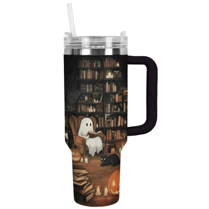 Halloween Spooky Reading Custom Stanley Quencher 40Oz Stainless Steel Tumbler With Handle