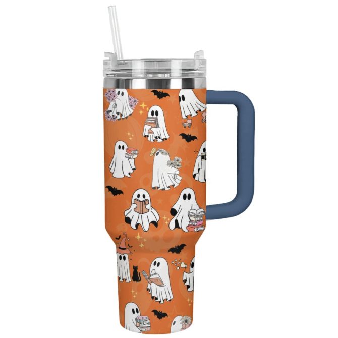 Halloween Spooky Reading Custom Stanley Quencher 40Oz Stainless Steel Tumbler With Handle - Image 11