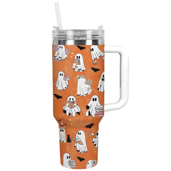 Halloween Spooky Reading Custom Stanley Quencher 40Oz Stainless Steel Tumbler With Handle - Image 12