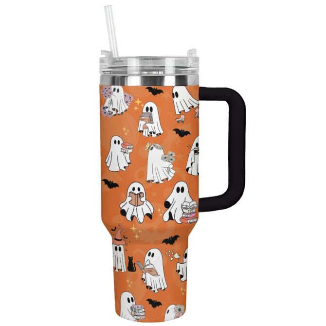 Halloween Spooky Reading Custom Stanley Quencher 40Oz Stainless Steel Tumbler With Handle